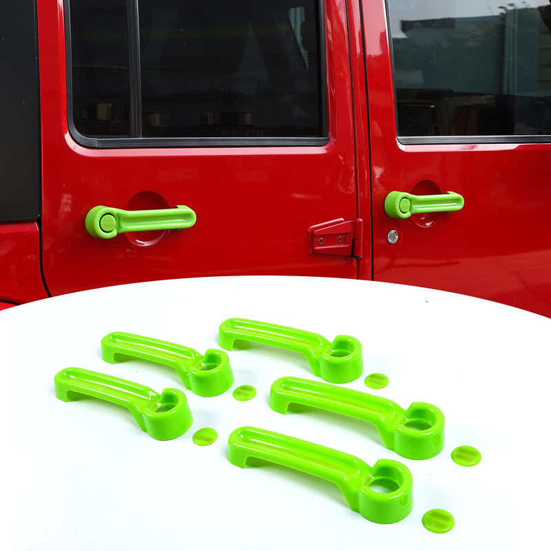 Door Handle Cover & Tailgate Handle Cover Inserts for 2007-2018 Jeep Wrangler JKU 4 Door/ 2008-2012 Jeep Liberty / 2007-2011 Dodge Nitro(Green Green