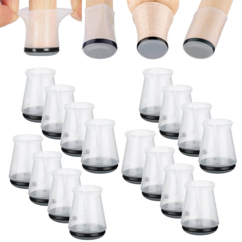 Aneaseit Chair Leg Sliders for Carpet - 1 1/8" x 16 pcs Clear - Silicone Heavy Duty Furniture Movers w/PTFE Bottom - Table Feet Covers Pads Protectors for Smooth Glides - Small Transparent-16