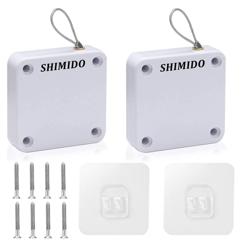 SHIMIDO Upgraded Punch-Free 1000g Automatic Screen Door Closer, Storm Door Closer, Sliding Screen Auto Door Closer with Steel Drawstring for Bathroom, Bedroom, Studyroom, etc.（2 Pack White） 2 Pack White