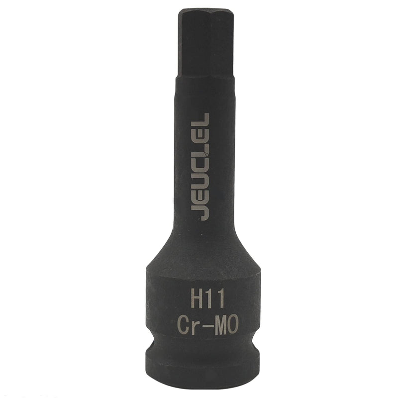 11mm Hex Impact Bit Socket, H11 1/2-Inch Impact Drive Allen Socket, Cr-Mo Steel Lengthen Hex Screwdriver Socket Adapter H11 11MM