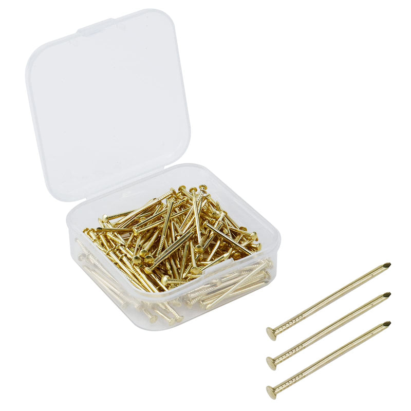 150PCS 1Inches Small Iron Nails,Brass Plated Nails,Flat Head Nails Gold,Small Nails for Picture Hanging 1 Inch,1.02×0.11×0.11Inches