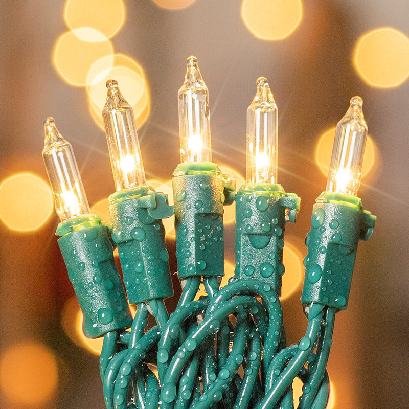 50-Count White Christmas Lights with Green Wire,Mini String Lights for Holiday Decorations, Christmas Tree Lights, Holiday Party, Wedding, Xmas, Home, Indoor & Outdoor Use (13ft Long) Warm White 50L
