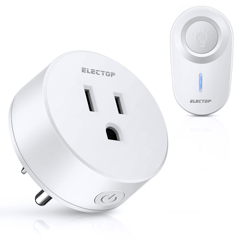 Remote Control Outlet, ELECTOP 15A/1500W Wireless Outlet Power Switch, No Wire Long Range Electrical Switch Plug On/Off for Lights, Fans, Christmas Lights, Household Appliance, 4000V Anti Surge Switch & Outlet White
