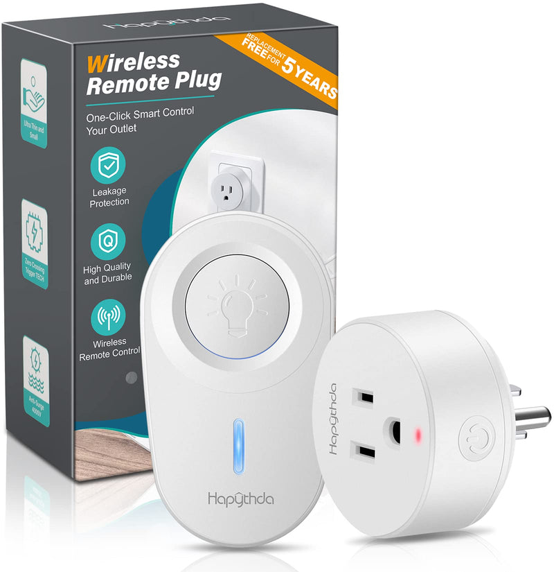 Remote Control Outlet,15A/1500W, 500 Feet RF Range Remote Light Switches Kit, No Wiring Needed Wireless Remote Outlet for Light, Small Electrical Appliance, with Anti-Surge 4000V Remote & Outlet White 1
