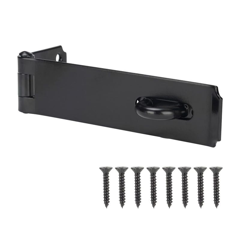 Heavy Duty Door Hasp Latch 7-3/4" Extra Thick Steel Safety Gate Door Lock Padlock Clasp Hasp Lock Latch for Fence Gate Barn Door Shed Closet Cabinet, Black Finish Straight