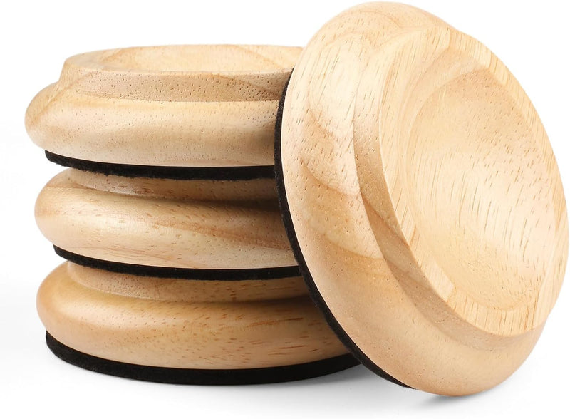 4 Pcs Solid Wood Upright Piano Caster Cups,Furniture Caster Cups,HilerPunk Sofas Beds Chairs Wheel Caster Cups Pads,with Non-Slip & Anti-Noise Felt Pads,for Hardwood Floor Protectors-Natural Wood HL-11