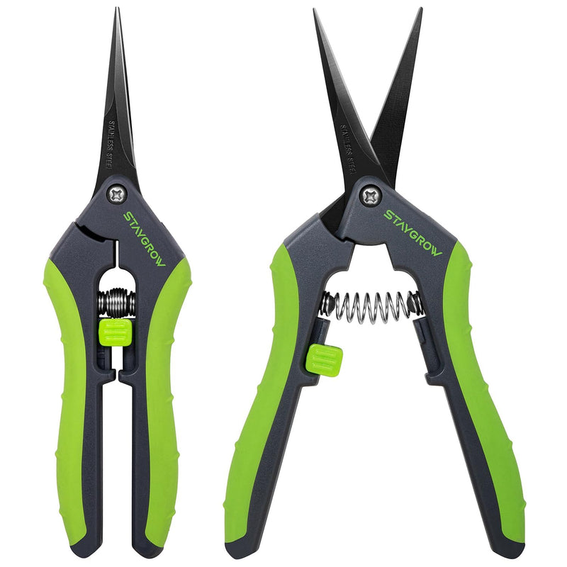 2pcs 6.5" Pruning Shears for Gardening, Ultra Sharp Garden Scissors for Precise Cuts, Stainless Steel Bonsai Clippers with Spring Loaded, 6.5 Inch Garden Shears (1pc Straight & 1pc Curved)