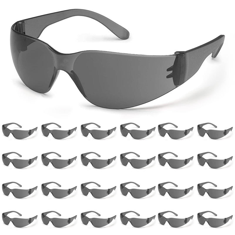 ATERET 24 Pairs Safety Glasses, Scratch and Impact Resistant, Polycarbonate ANSI Z87.1 Lens, Protective Eyewear for Lab, Industrial, Carpentry, Shooting (Grey) Grey
