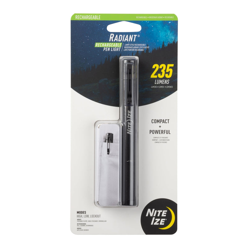 Nite IZE Radiant Rechargeable Pen Light - Rechargeable Pen Flashlight - Mini Flashlight for Job Sites or Emergency Kits - Small Pen Flashlight - Waterproof and Impact-Tested - USB Rechargeable
