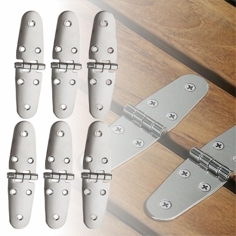 Boat Stainless Steel Strap Hinges for Marine RV Skylight Locker Hatch and Door, Heavy Duty, Round Side Top Mount 5-5/8" x 1-1/2" (6 PCS) 6