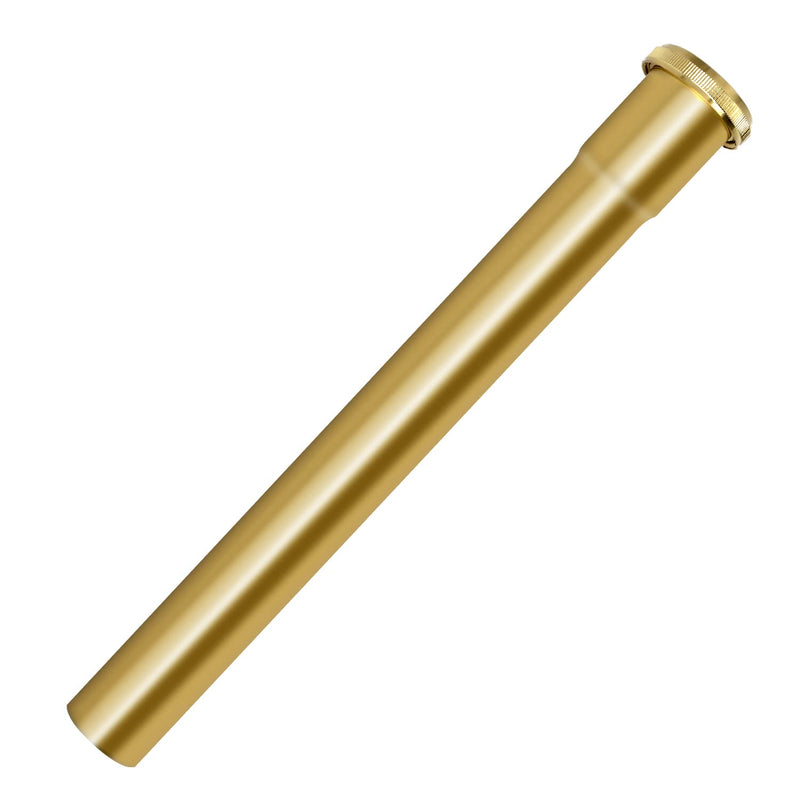 Brass Slip Joint Extension Tube，1-1/4 Inch O.D x 12 Inch P Trap Extension Pipe with Nut and Rubber Washer, Sink Drain Tailpiece (Brushed Gold) Brushed Gold