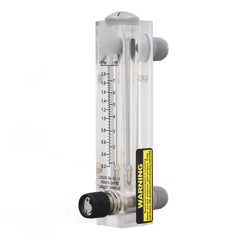 Walfront 0.2‑2GPM Panel Type Water Meter Adjustable Liquid Flowmeter 1/2in Male Thread 1/4in Female Thread