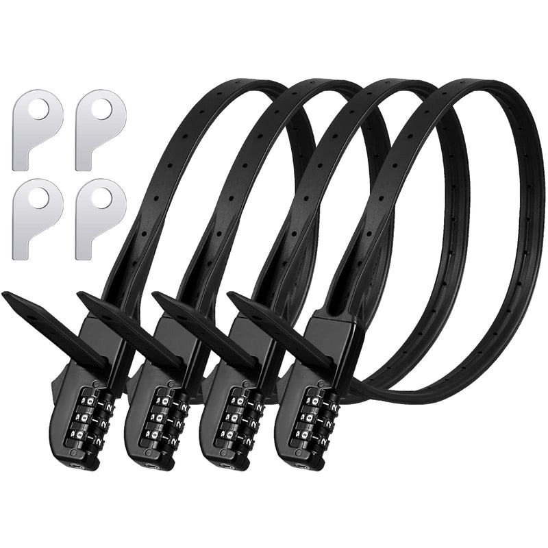 Qunclay Zip Tie Bike Combination Cabinet Refrigerator Locks Bicycle Cable Combo Multi Purpose Security Rack Motorcycle Helmet Lock for Ski French Door Outdoor 4 Black