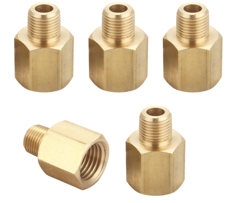 Brass Pipe Fitting, Adapter, 1/8 Inch NPT Male Pipe x 1/4 Inch NPT Female Pipe, Pack of 5 1/8 Inch NPT Male x 1/4 Inch NPT Female 5 Piece