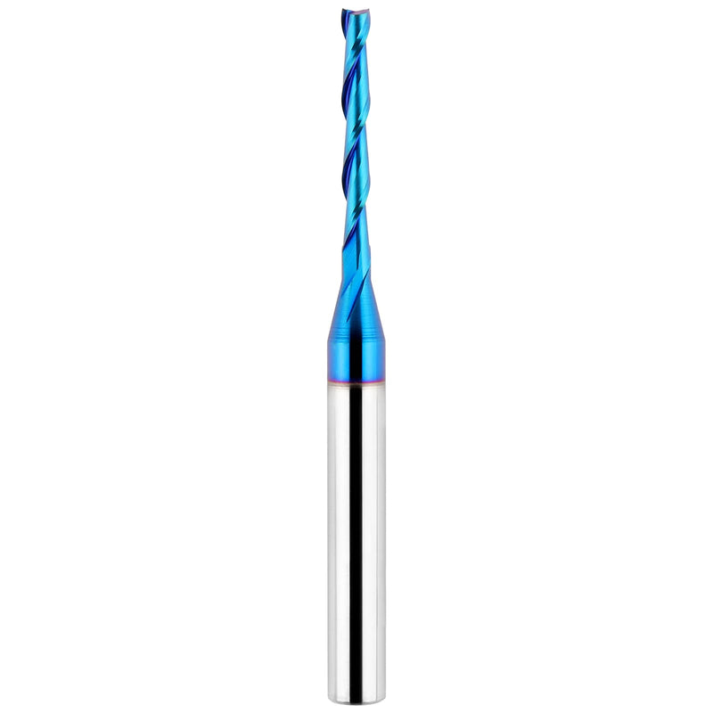 Upcut Spiral Router Bit 1/4 inch Shank, 1/8 inch Cutting Diameter, Extra Long 3 inch Solid Carbide with Nano Blue Coating CNC Router Bits End Mill for Wood Cut, Carving 3" OVL - Up Cut