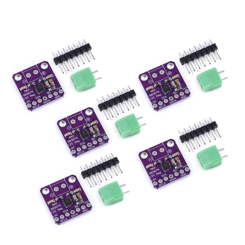 Teyleten Robot Max98357 I2S 3W Class D Amplifier Breakout Interface Dac Decoder Module Filterless Audio Board for Raspberry Pi 5pcs