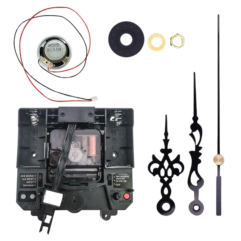 Milageto Quartz Clock Movement Mechanism, with Hands Silent Music Box Mechanism Kits Repair Tool Parts Making Long Shaft for Clock Repair Replacement, Style D