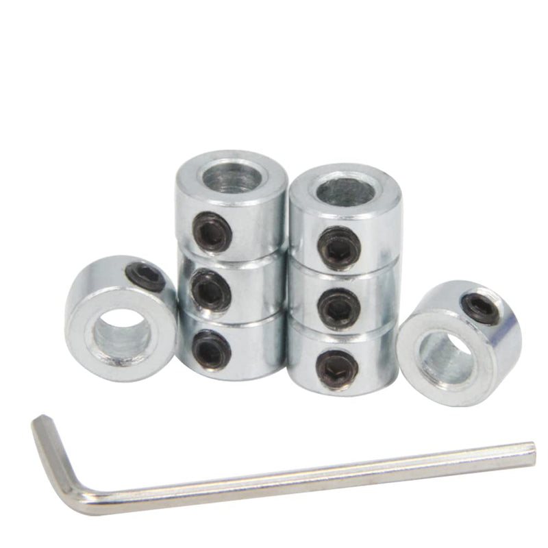 Zeberoxyz 8pcs 1/4" Bore Shaft Collars Sets-Screw Style Zinc Plated Solid Steel Lock Collars with 1/2" Outer Diameter and 5/16" Width for drive shafts, the automotive industry etc.(1/4", Zinc Plated) 1/4"