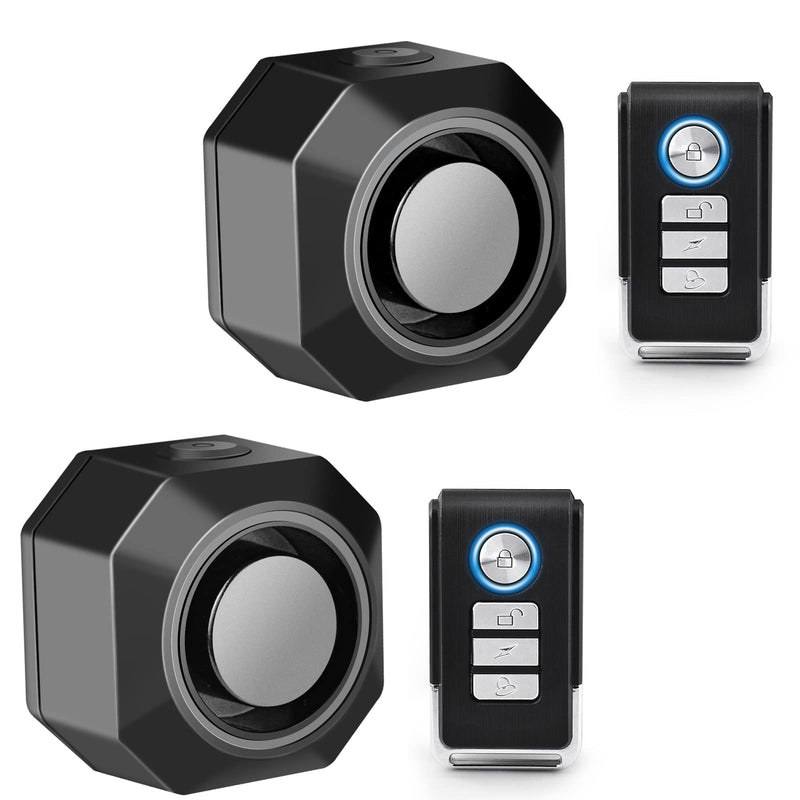 Cruxer Bike Alarms for Ebikes Accessories, Electric Scooter Accessories, Car Alarm System with Motion Sensor, Wireless Antitheft Products, Waterproof Vibration Bike Alarms for Ebikes Bike Scooter Car Square-2PK