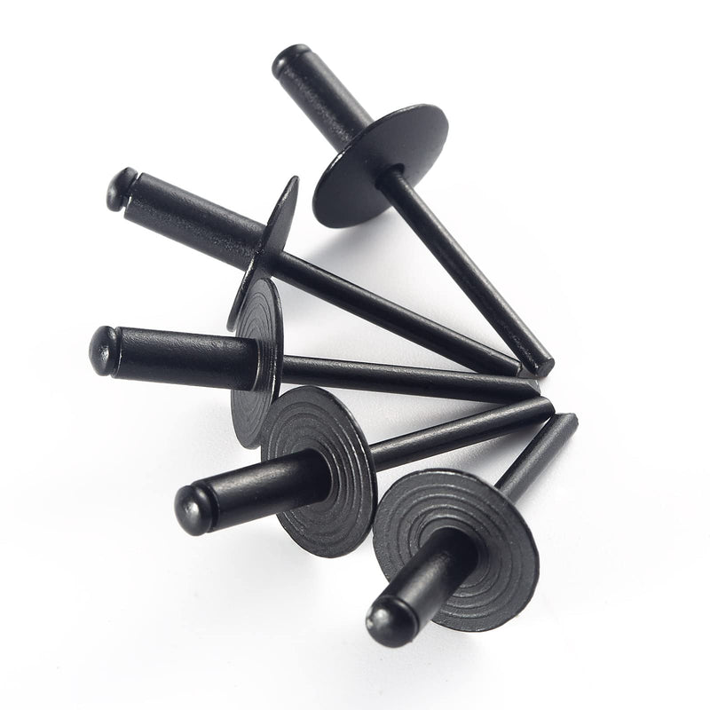 100pcs ALL Black Large Flange Blind Rivets, Aluminum, Flange Diameter 3/8" (10mm), Pop Rivets Assortment Kit Blind Rivet, 1/8" x 1/2", Grip Range (7-9mm) 1/8*1/2" - NewNest Australia