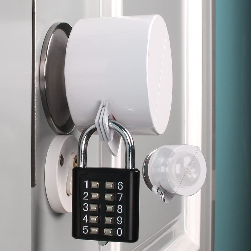 Door Knob Lockout Device Cover to Disable Doorknob/Faucet/Water Valve Hose Door Handle Temporary Lock for Bedroom Door from Outside Lock Door Handle Without Drilling White