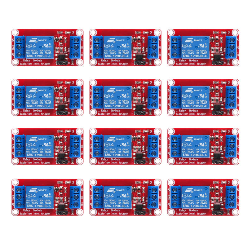 DIANN 12pcs DC 5V Relay Module 1 Channel Relay Board with Optocoupler Support High/Low Level Trigger