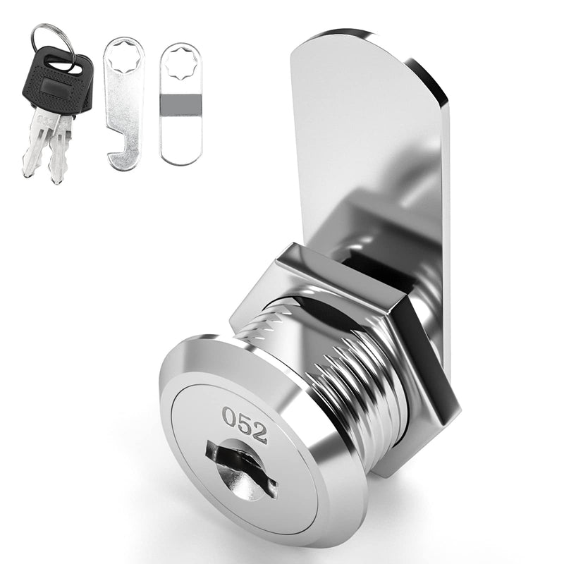 goldenwarm Keyed Different, Mailbox Cam Lock 5/8" Cylinder, Cabinet Cam Lock Secured File Cabinet Lock with Keys Toolbox Lock Zinc Alloy Drawer Lock and Key, Satin Nickel Finish, 1 Pack 16mm(5/8'')-Keyed Different