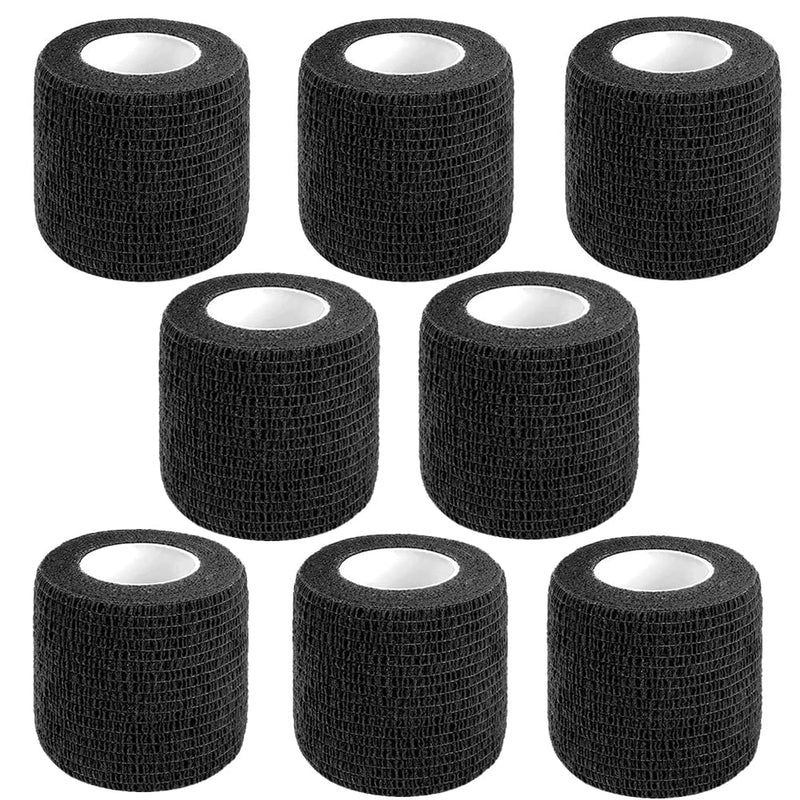 Self Adhesive Bandage Wrap,2 Inch Black Breathable Elastic Cohesive Bandages, Vet Wrap Sports Tape Bulk for First Aid Supplies, Wrist Sprains Protection Black Self Adhesive Bandage Wrap