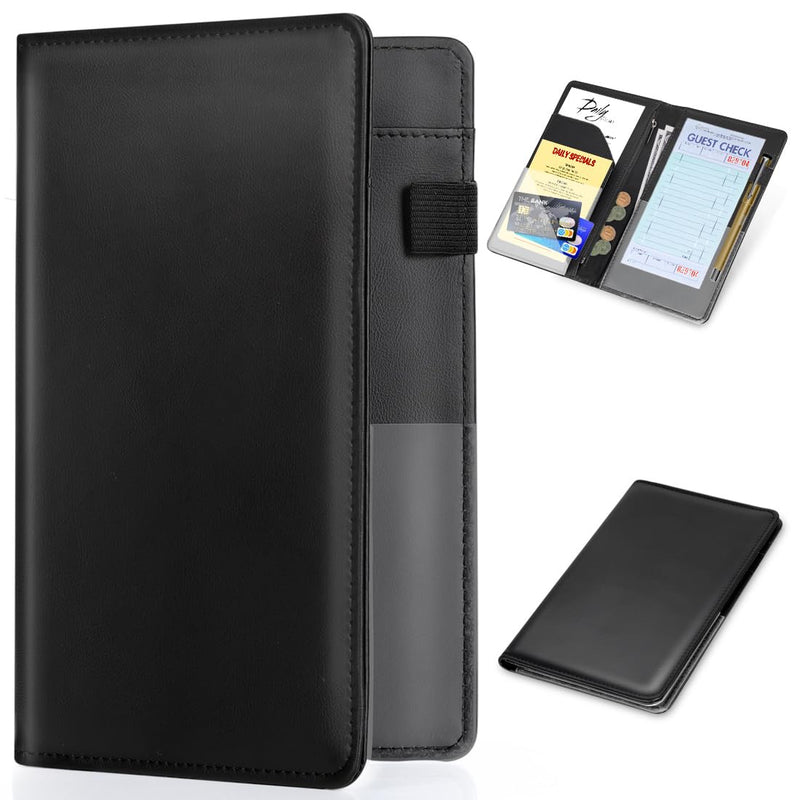 LINTRU Server Book, Durable Construction Server Books for Waitress, Efficient Organization Waitress Book, Compact and Convenient Server Books, Perfect for Restaurants, Cafes, and Bars Black