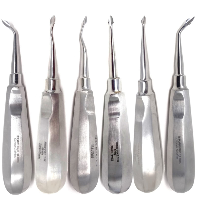 Set of 6 Premium Grade Dental Tooth Surgery Bernard Spade Concave Curved Root Tip Elevators, Stainless Steel Dental Instrument …