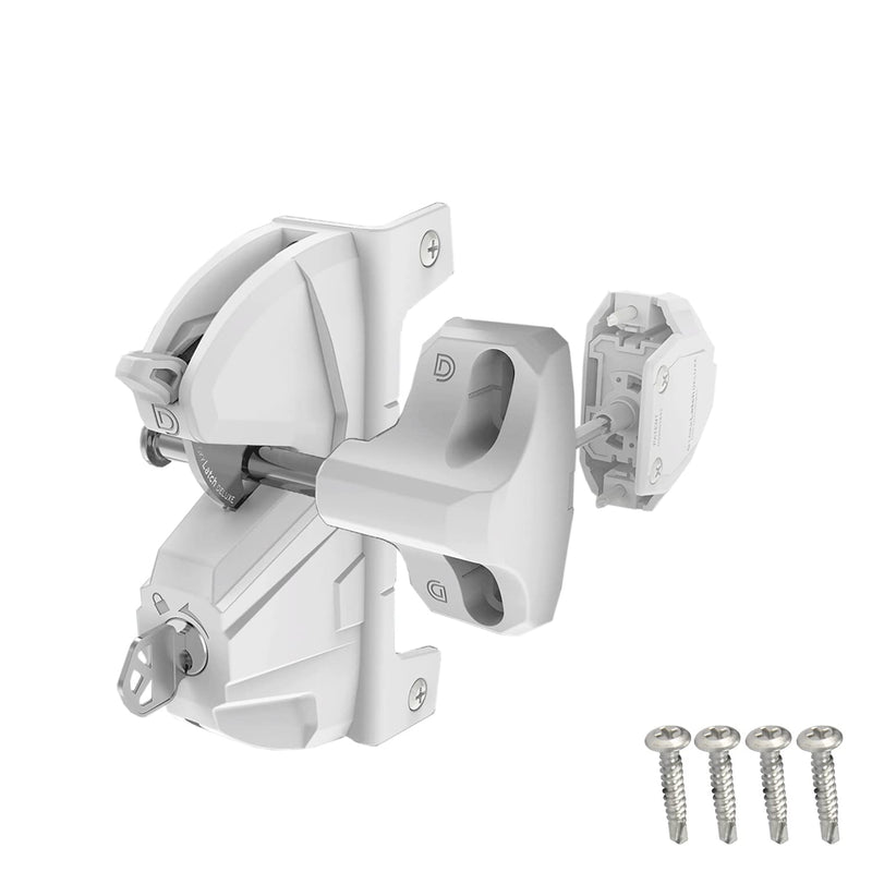 D&D LLD3KDWT LokkLatch Deluxe Gate Latch Lockable Both Sides of Gate White