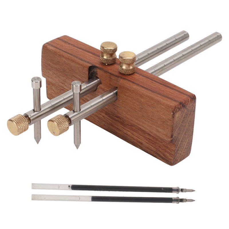 Adjustable Mortise Gauge, Woodworking Marking Gauge, Dual Rod Draw Line Stainless Steel Mortise Gauge for Metal Wood Ceramic Tile, Approx 0-130mm