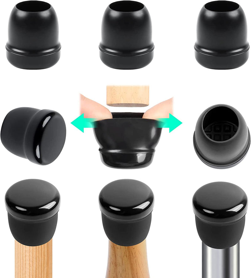 Ezprotekt Chair Leg Sliders for Carpet, 24 Pcs Round Chair Glides for Carpet, Carpet Furniture Pads Stool Leg Protectors Caps, Carpet Furniture Glides Quickly and Easily (M Fit: 7/8" to 1") M - Black