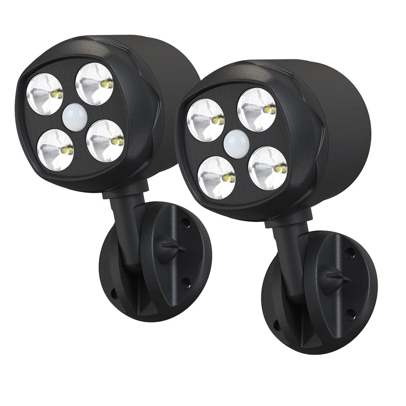 Motion Sensor Outdoor Lights, Battery Operated Outdoor Light, 600LM Motion Detector Lights for Outside, 6000K LED Security Light Battery Powered Spotlight for House Wall, Black(2 Pack) 2 pack