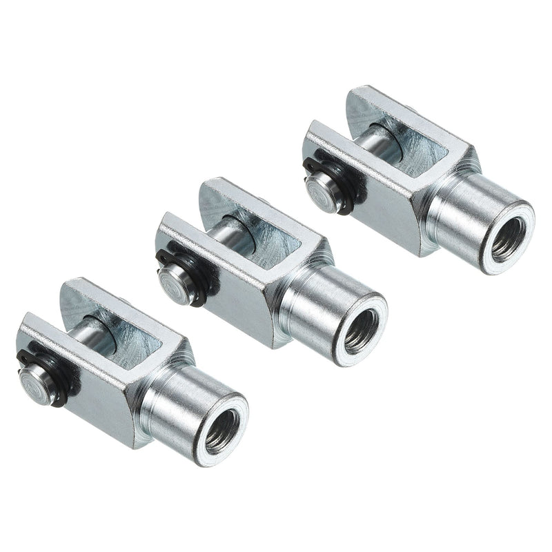 PATIKIL M8x1.25 Air Cylinder Rod Clevis End, 3 Pack Female Thread Y Connector 42mm Length for Air Cylinder Foot Mounting Work, Silver