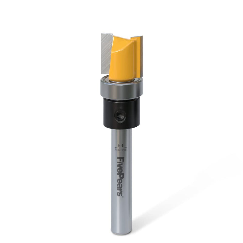 FivePears Pattern Flush Trim Router Bit 1/4 Inch Shank, 1/2 Inch Cutting Diameter, 1/2 Inch Cutting Length, Top Bearing Flush Straight Cut Trim Router Bit for Woodworking Shank Size: 1/4" Cutting Diameter: 1/2" 1/2" Dia - 1/2" CL - 1/4" Shank