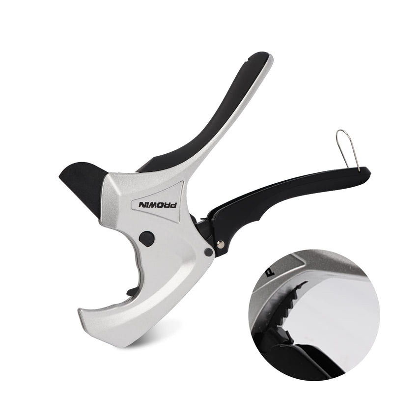 PROWIN Ratcheting PVC Pipe Cutter, 2-1/2" Capacity with SK5 Replacement Blade, Heavy-Duty PEX/PVC/PPR Plastic Pipe Cutting Tool, Efficient Extended Handle and Precise Cutting 2-1/2"