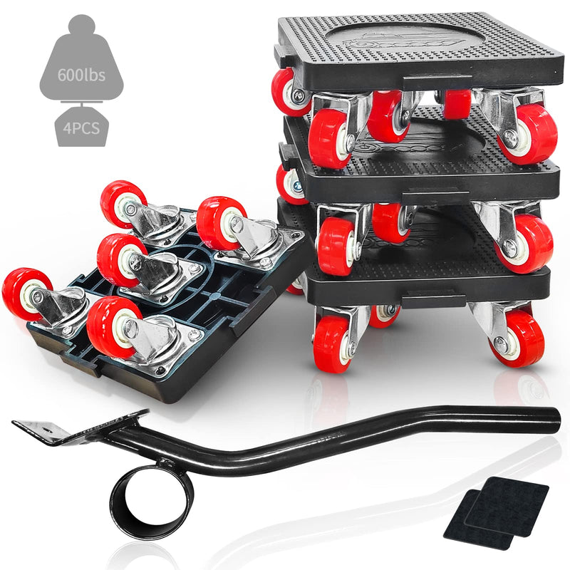 4 Pack Furniture Roller Mover with 5 Wheels & Furniture Lifter, Furniture Dolly, 950Lbs Load Capacity, 360° Rotation Moving Wheels for Moving Heavy Furniture Sofa Cabinet Refrigerator 4 Pack-5wheels