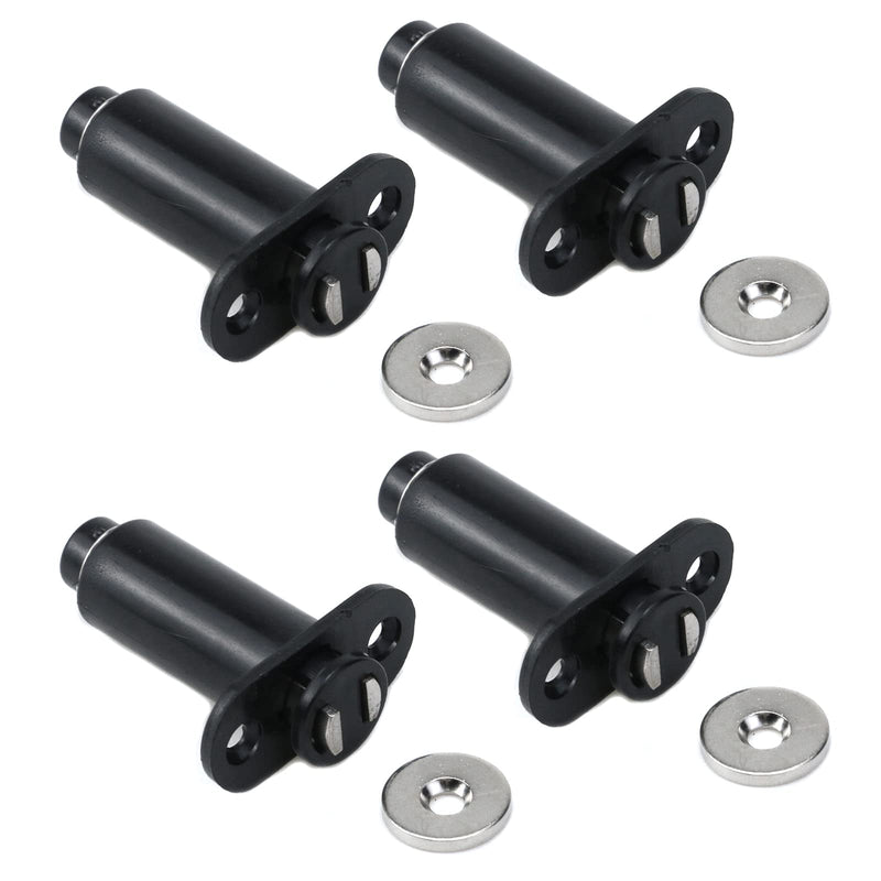 Recessed Magnetic Touch Latch，4 Pack Push Open Cabinet Door Latches Pull Push Pressure Spring Touch Release Latches Black