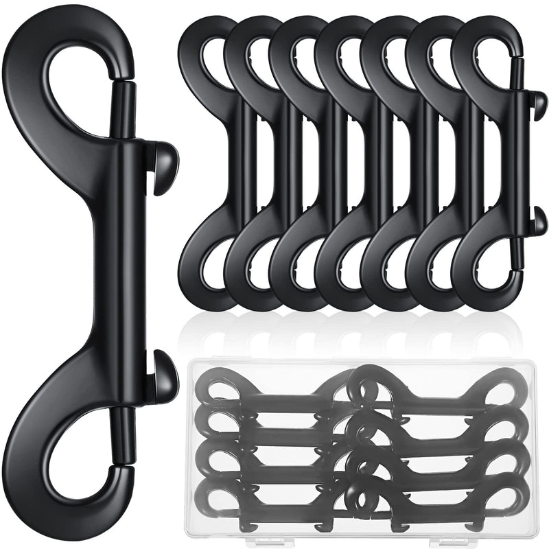Double Ended Snap Hooks Bolt Snaps Heavy Zinc Alloy Multipurpose Double Sided Clips Chain Metal Clip Key Holder Black Snap Hooks for Water Bucket Dog Leash Feed Buckets (8 Pieces, 4.7 Inches) 8