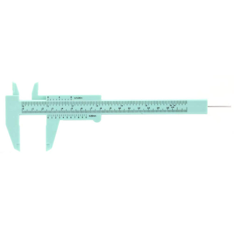Joyzan Plastic Vernier Caliper, Mini Double Scale Measuring Tool Sliding Portable Gauge Ruler Fast Read Depth 0.05mm Precision Eyebrow Stencil Makeup Student School Office Home Carpentry Jewelry 150mm green