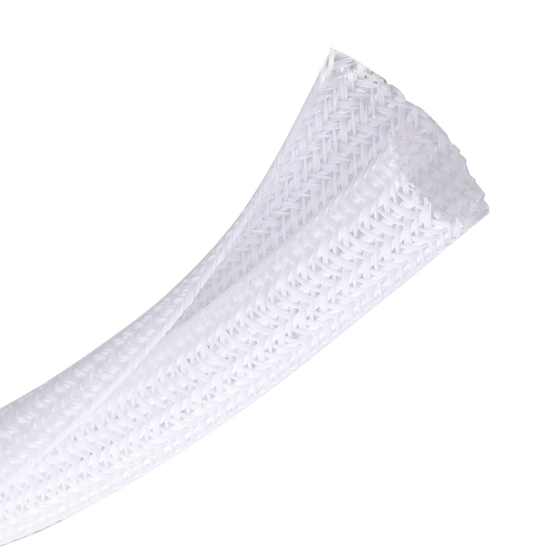 CrocSee 10ft - 1/2 inch Braided Cable Management Sleeve Cord Protector - Self-Wrapping Split Wire Loom for TV/Computer/Home Theater/Engine Bay - White 1/2"-10ft