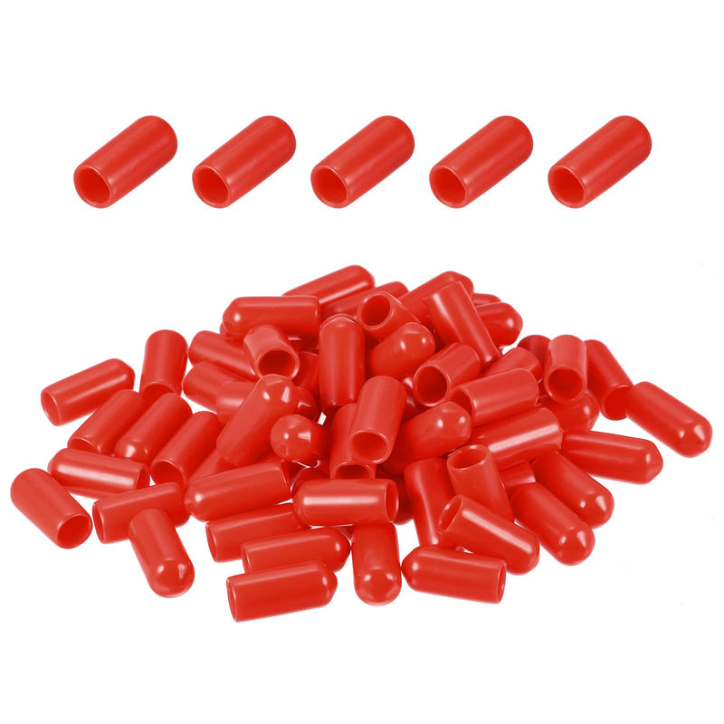 DMiotech 80 Pack 1/4"(6mm) ID Red Screw Thread Protectors Rubber End Caps Bolt Covers for Screw Bolt Furniture Pipe 1/4"
