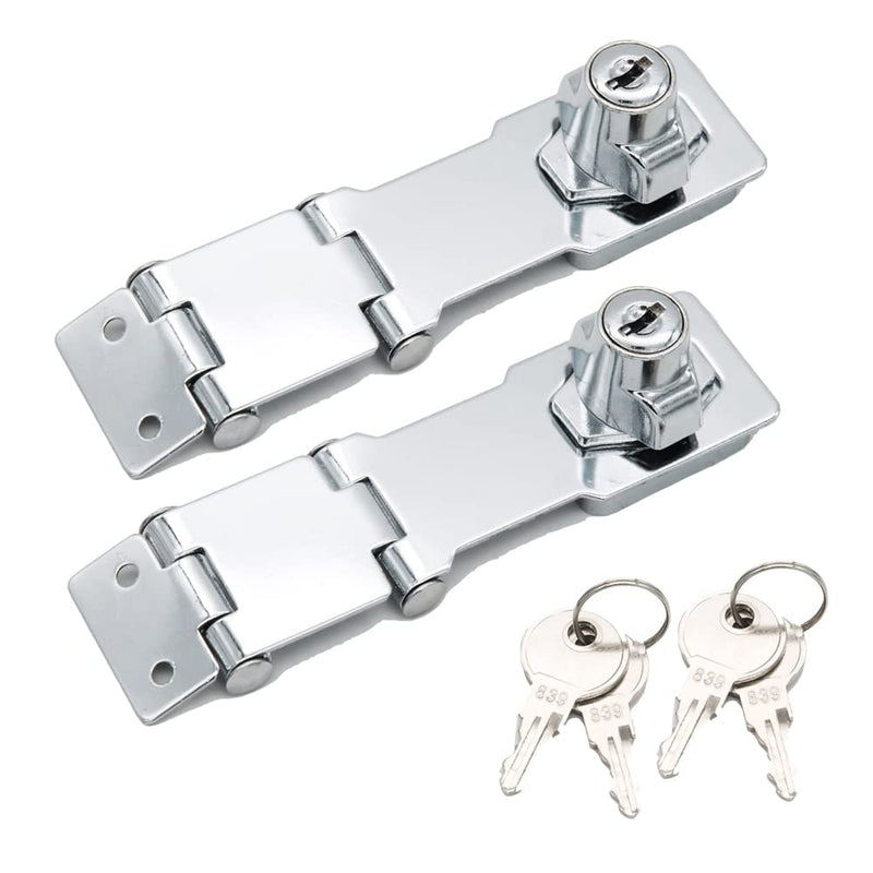 WANLIAN Heavy Duty Concealed Safety Hasp Lock, 2PCS Double Hinge Keyed, Flexible Link, Stainless Steel & Zinc Alloy, Indoor & Outdoor Use