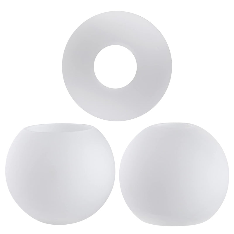 3 Pack Frosted Opal White Glass Globes for Light Fixtures Replacement, 5.9" Diameter, Soft White Round Glass Globe Lampshade Cover for Pendant Light Wall Sconce Chandelier, 1-5/8 Inch Fitter