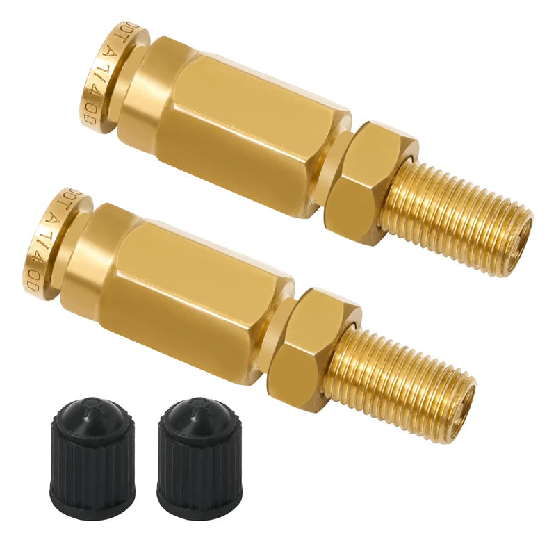 2 Packs 1/4" Air Value Inflation Schrader Valve, Schrader Valve Adapter with Push to Connect Button for 1/4" OD Air Hose Fittings for Semi Trucks Trailers 1/4" OD Schrader Valve 2