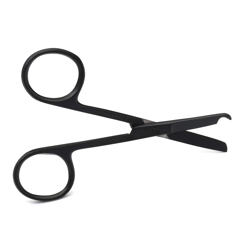 3.5" Stitch Scissors with Black Color Coating - Premium Quality Instrument- Delicate Hook - Perfect for Suture Removal, First Aid, EMS Training (Straight)