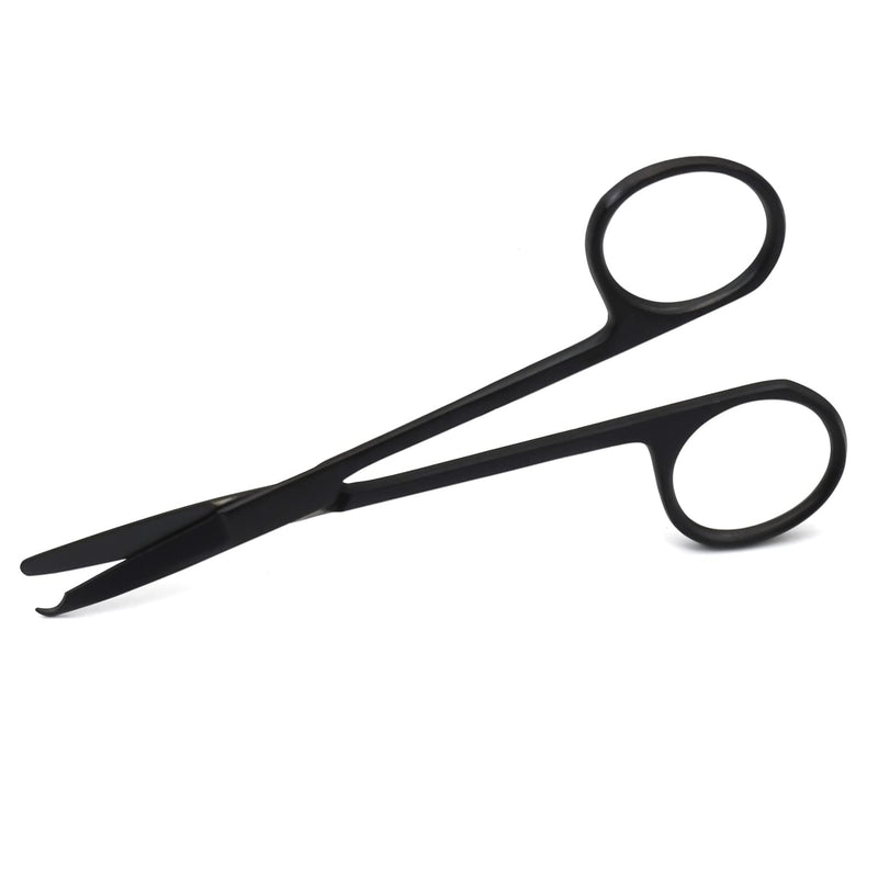4.5" Stitch Scissors with Black Color Coating - Premium Quality Instrument- Delicate Hook - Perfect for Suture Removal, First Aid, EMS Training (Straight)