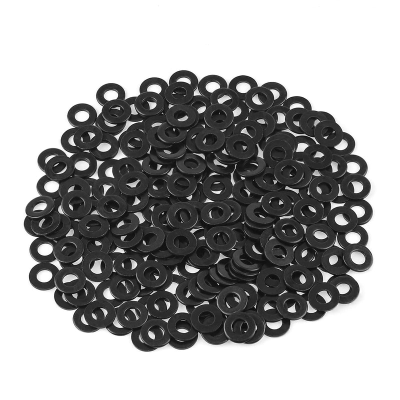 200 Pieces M4 Flat Washers, Black Zinc Plated Steel, Inner Diameter 4mm, Outer Diameter 9mm, Thickness 0.8mm, Fender Washers, Metal Washers for Screws Bolts M4 (200 PCS)