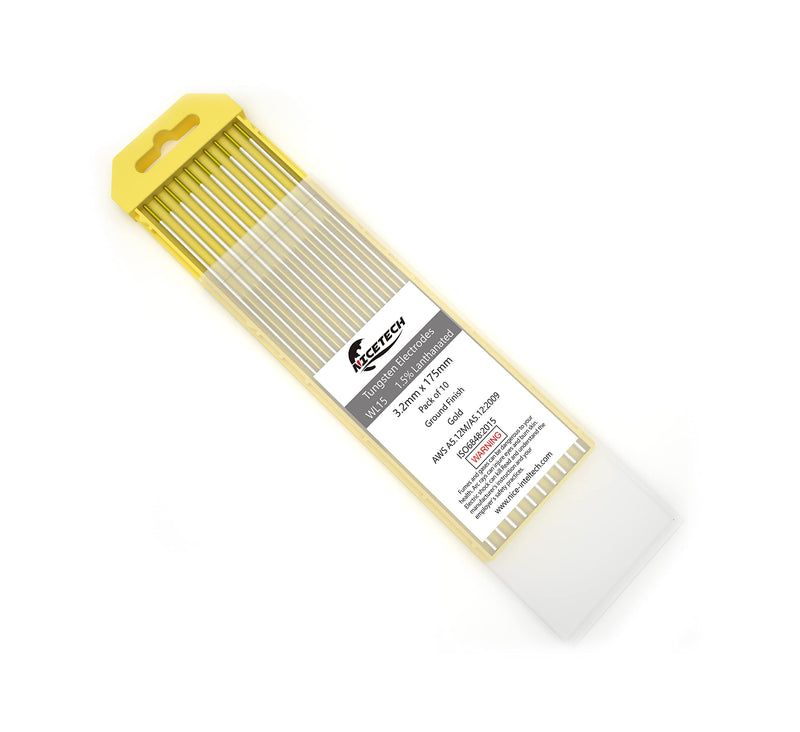 TIG Welding Tungsten Electrodes 1.5% Lanthanated 3/32" x 7" (Gold, WL15/EWLa-1.5) 10-Pack 3/32" x 7" Gold